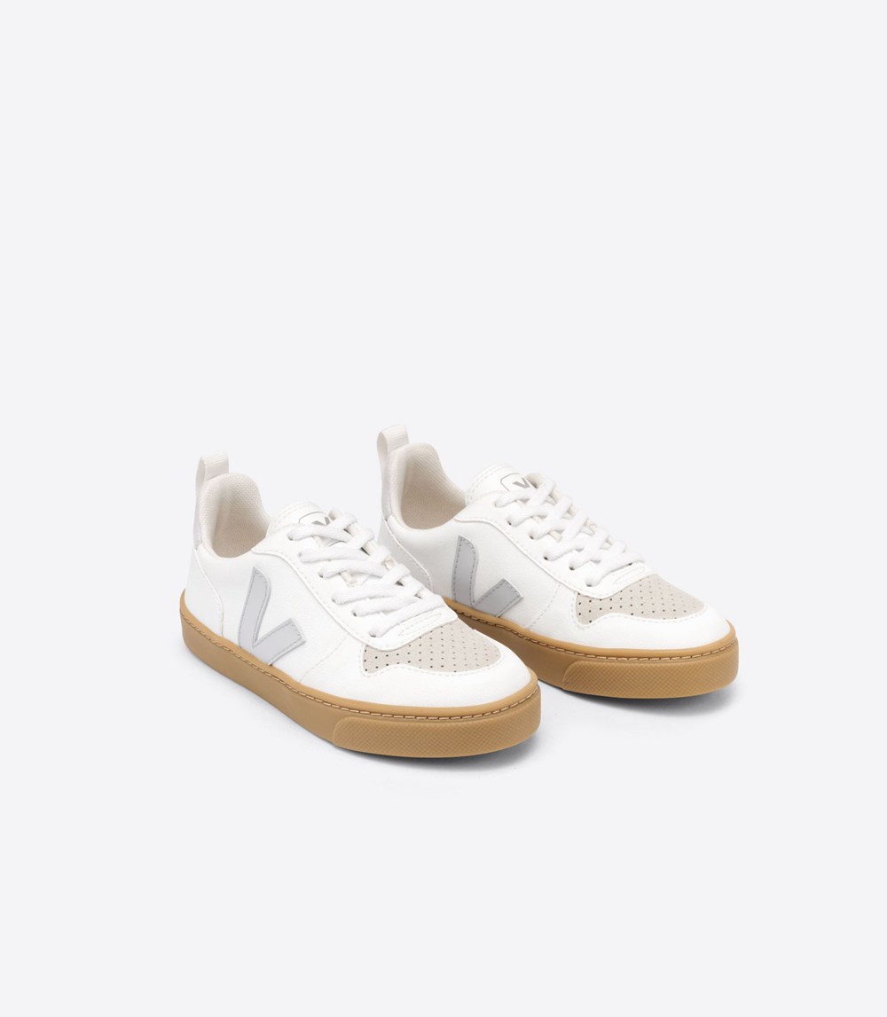 Veja Trainers Kids White/Beige - V-10 Lace Cwl - XAZP-56329